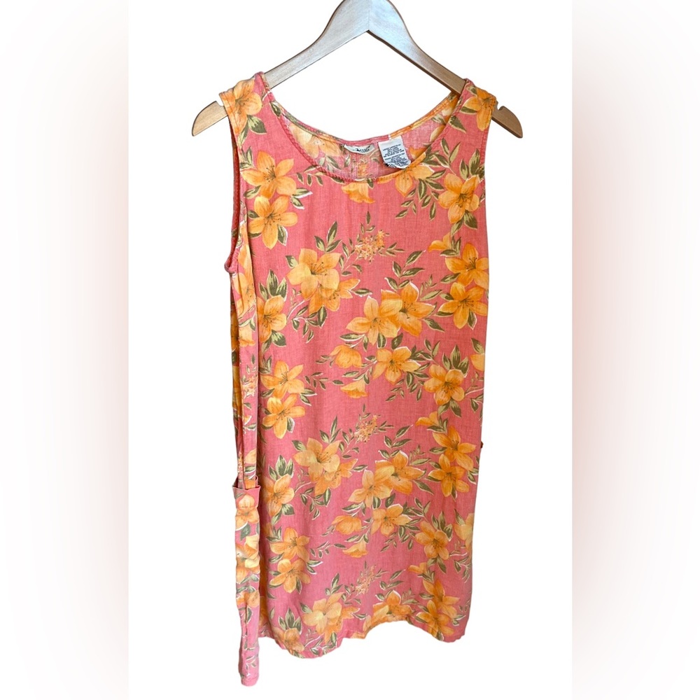 White Stag linen Floral vintage Dress